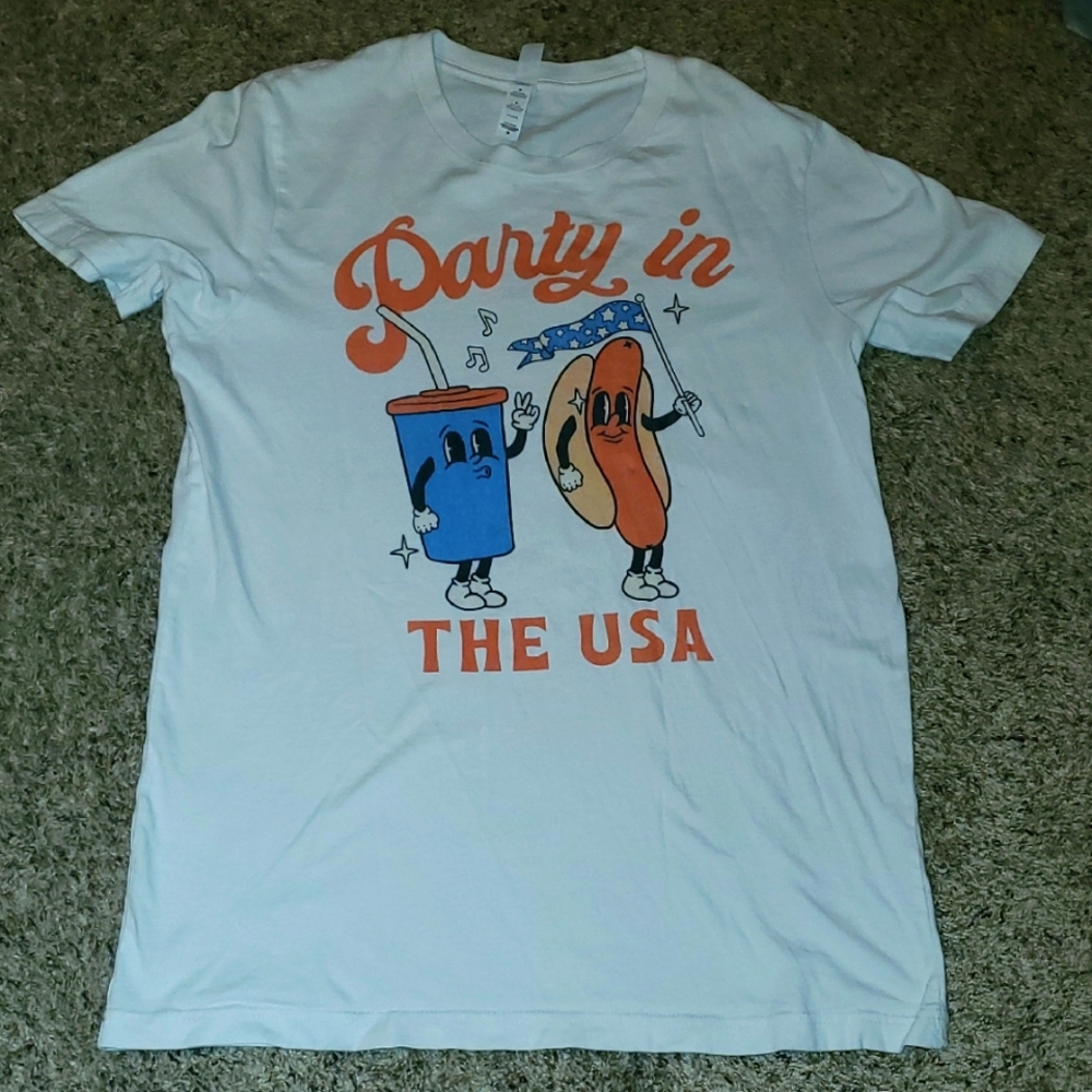White Graphic Tee with Party in the USA Print